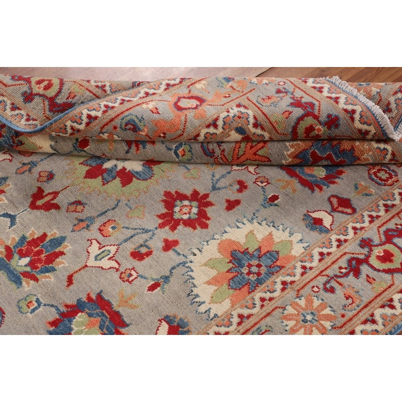 Grey Kazak Area Rug Hand-Knotted Traditional Wool Carpet - 4'10" x 6'6"