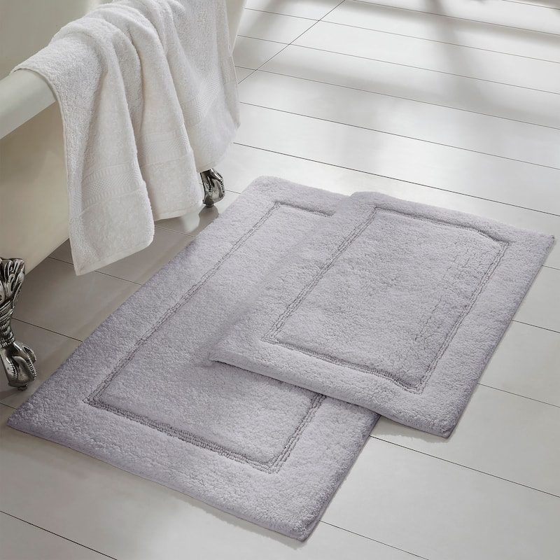 Modern Threads Solid-loop Differently Sized Bathmats (Set of 2) - Silver