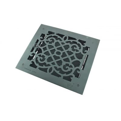 Black Floor Air Vent Heat Register with Louver Aluminium Vintage Victorian Design Decor Duct 10" x 12"