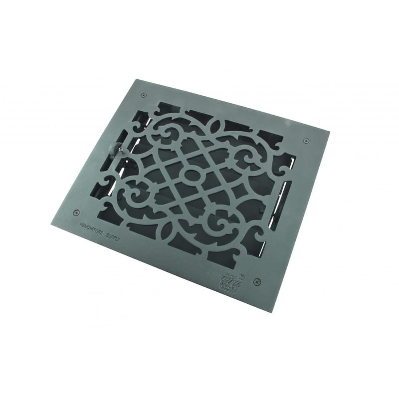 Black Floor Air Vent Heat Register with Louver Aluminium Vintage Victorian Design Decor Duct 10" x 12"