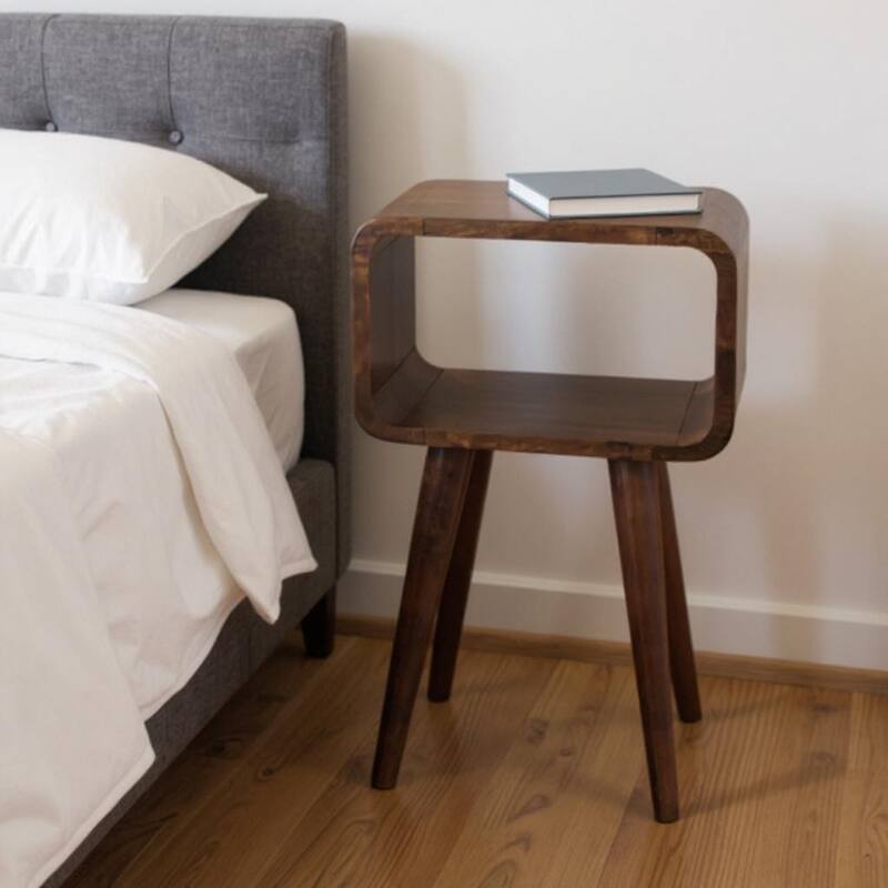 HomeRoots 20" Chestnut Solid Wood Open Nightstand - Chestnut - No Drawers