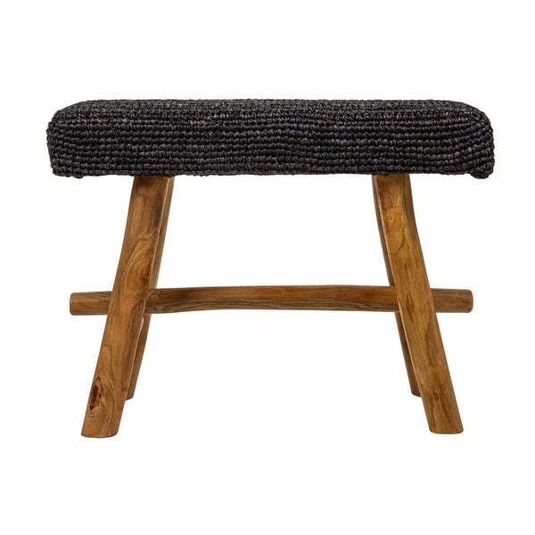 Woven Mendong and Teakwood Stool - On Sale - Bed Bath