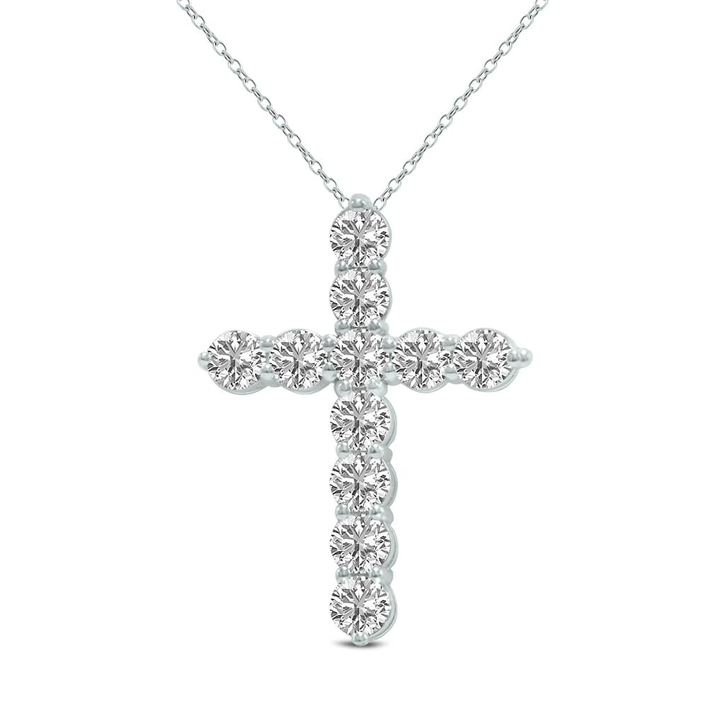 Marquee 2 Carat TW Lab Grown Diamond Religious Cross Pendant in 14K White Gold