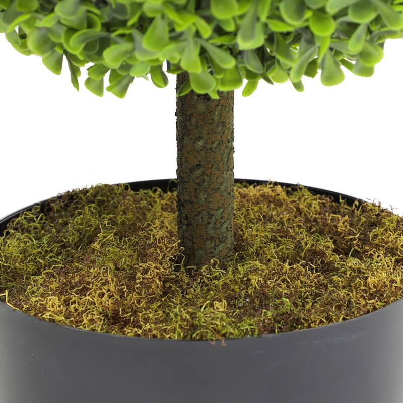 21.6" Artificial Topiary Ball Plants Boxwood in Black Plastic Pot