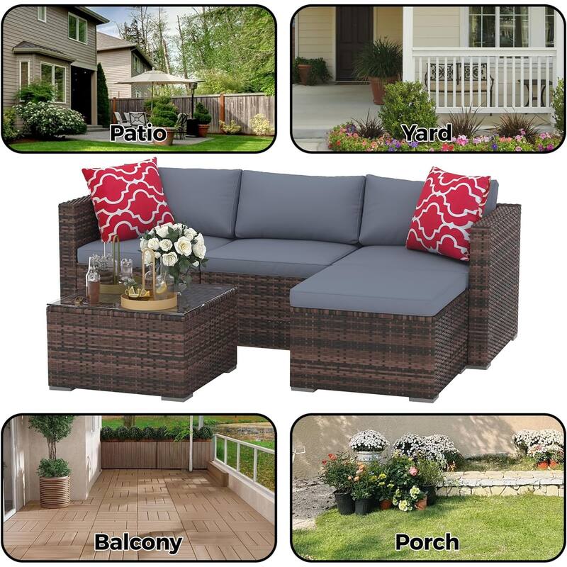 5-Piece Patio Conversation Set with Coffee Table for Garden