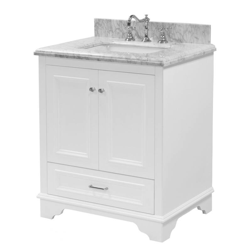 KitchenBathCollection Nantucket 30" Bathroom Vanity with Carrara Marble Top