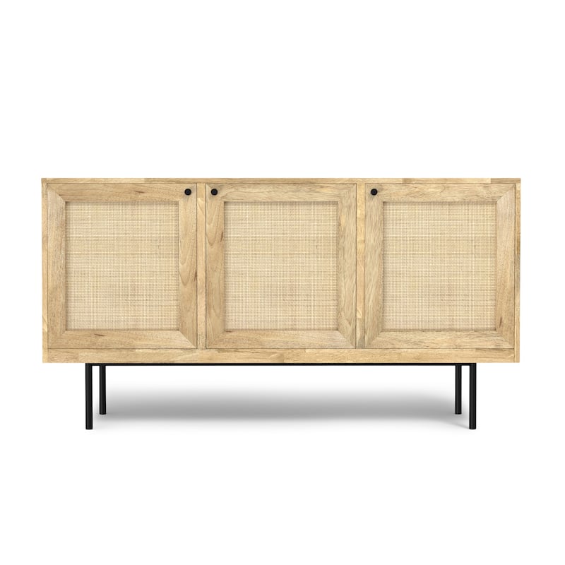 WYNDENHALL Wellspring MANGO WOOD 57 inch Wide Rectangle Modern Sideboard Buffet in Natural - 57 inch Wide