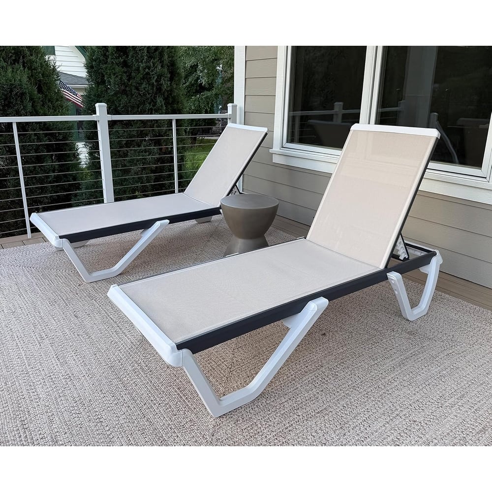 PURPLE LEAF 2-Pack Outdoor Chaise Lounge Set - Plastic & Aluminum Frame, Stackable, for Poolside Sunbathing, Beach, Yard