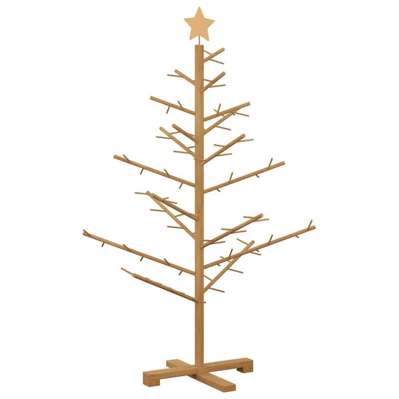 vidaXL Wooden Christmas Tree with Stand Natural/Brown Solid pine wood