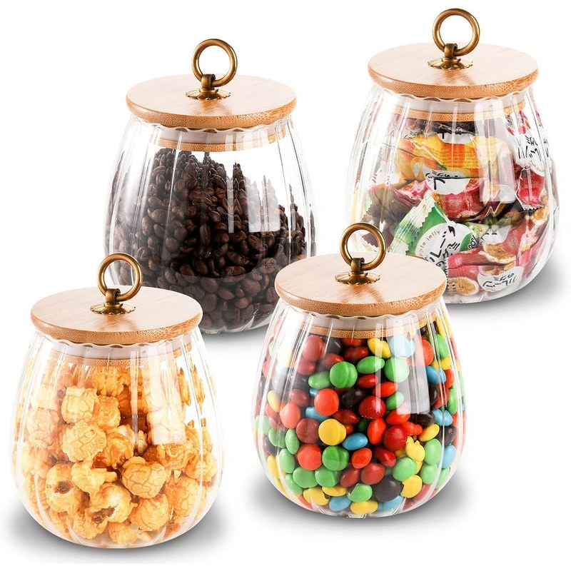Candy Jar, Cookie Jar, Glass Storage Jar, With Bamboo Lid, With