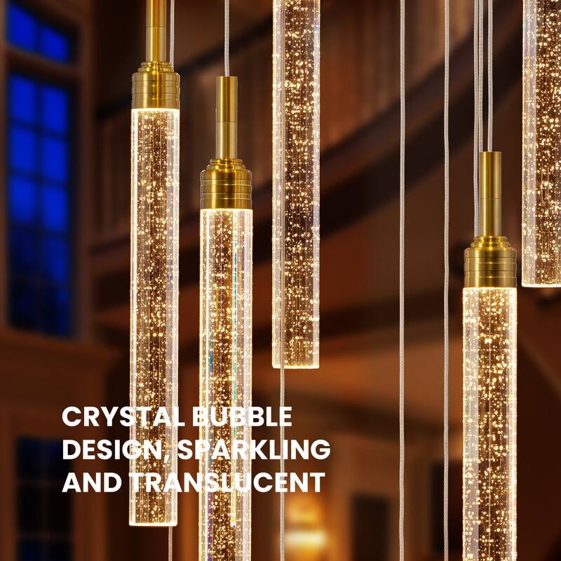 20 Lights Remote Control Dimmable LED Modern Large Hanging Pendant Light Fixture Flush Mount Chandeliers for Entryway Foyer