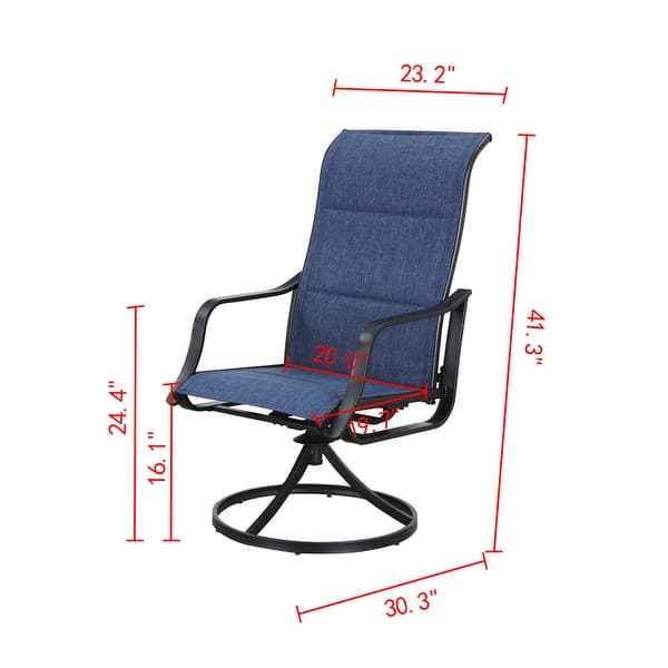 dimension image slide 2 of 3, PATIO FESTIVAL Outdoor Swivel Metal Dining Chair (2-Pack)