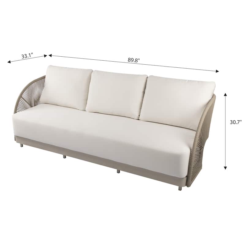 Malibu Outdoor Aluminum 3-Seat Sofa with Sunbrella® Cushions