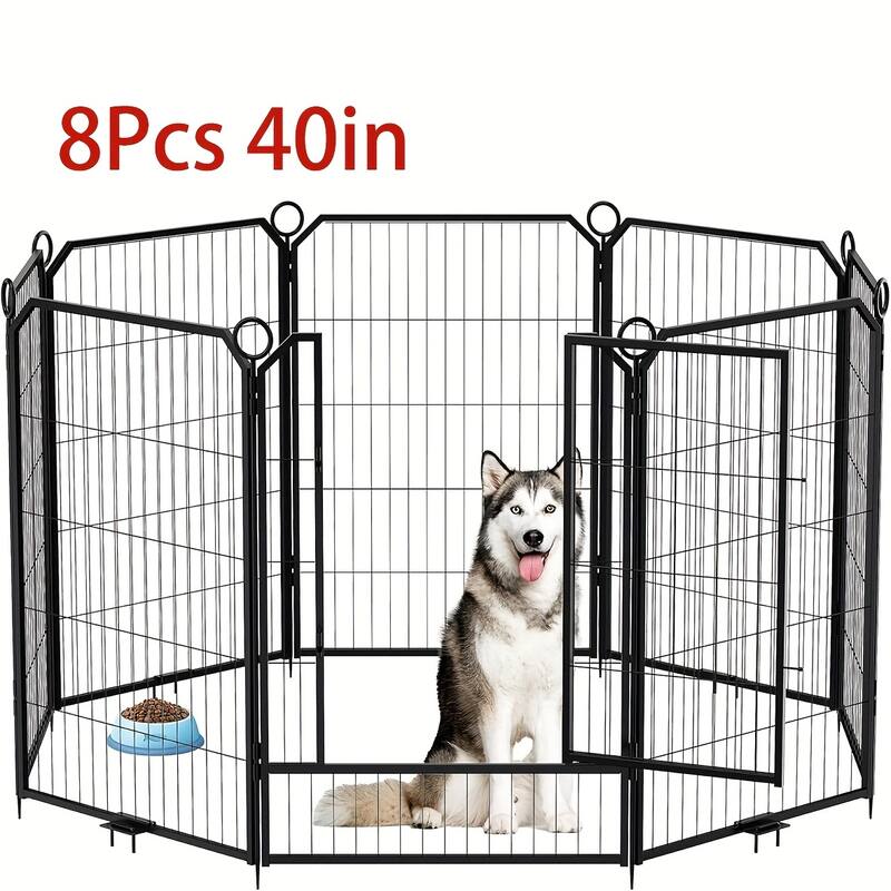 Portable Dog Playpen, Multi-Panels with Gate for Different Size Dogs - 8Pcs 40in