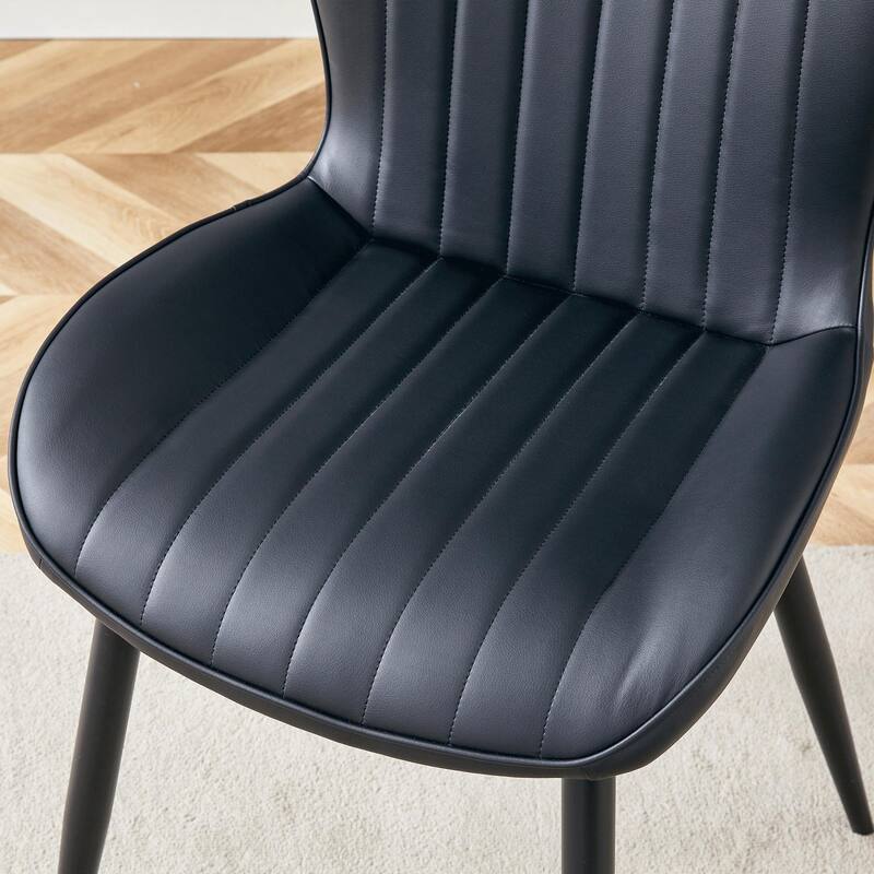 Roomfitters Ergonomic Dining Chairs with Curved Seat and Back, Minimalist Upholstered Set of 4 for Home or Office, Black