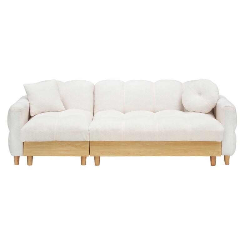 87" Tech Fabric, Teddy Velvet Upholstered Sofa Bed with Storage