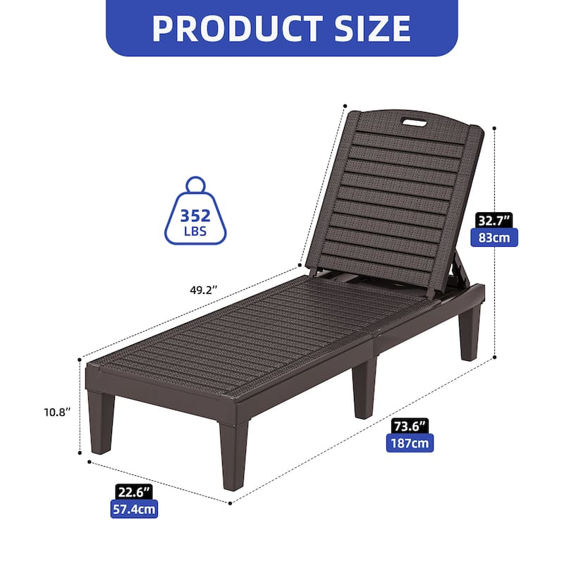 Outdoor Chaise Lounge Chairs (Set of 2) with Adjustable Backrest