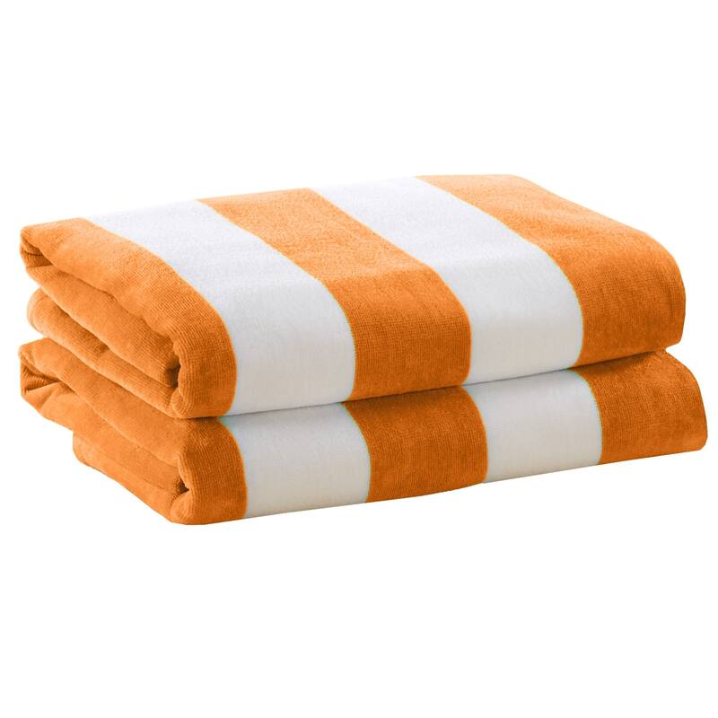 Cotton Cabana Stripe Beach Towel - 2 Pack- 30" x 60" - Orange