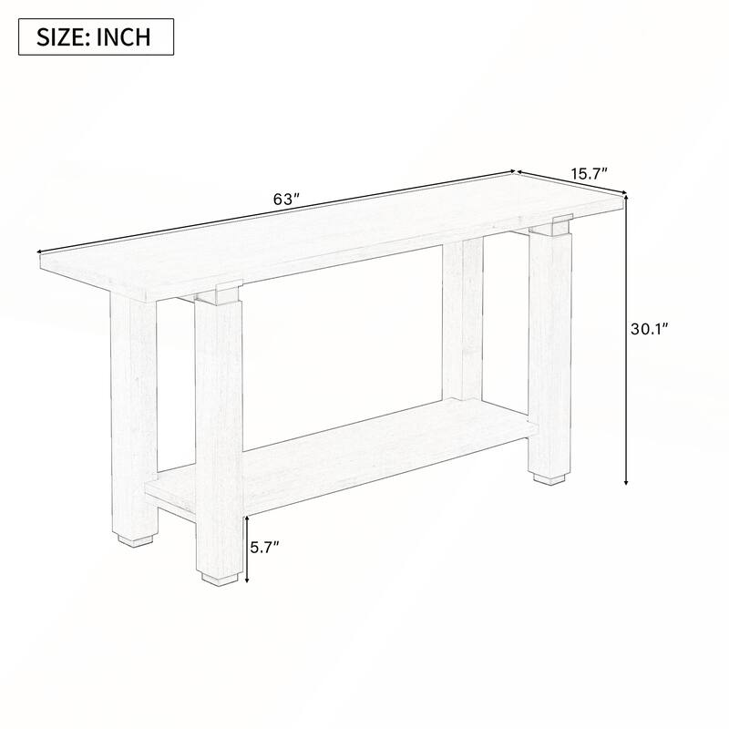 62.9in Modern Minimalist Solid Wood Console Table
