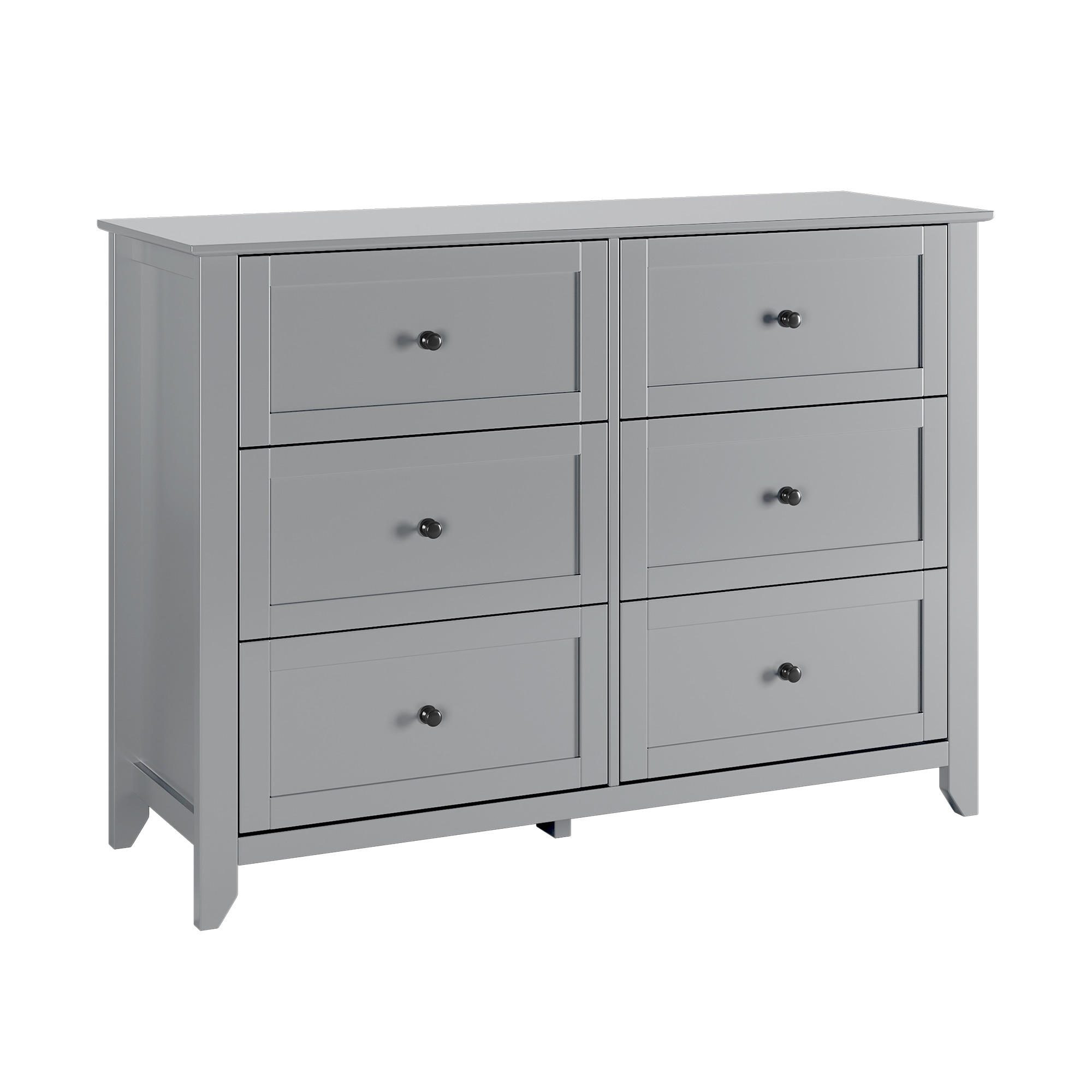 Wood Dresser for Bedroom, Chest of Drawers with 6 Drawer & Metal Handle, Closet Store Organizer for Living Room