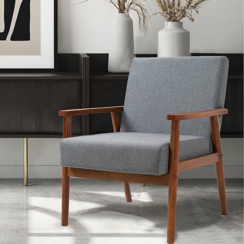 Mid-century Modern Solid Wood Armchair - Grey