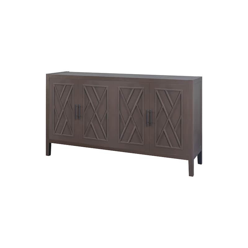 Accent Cabinet 4 Door Wooden Twill Sideboard Storage Cabinet