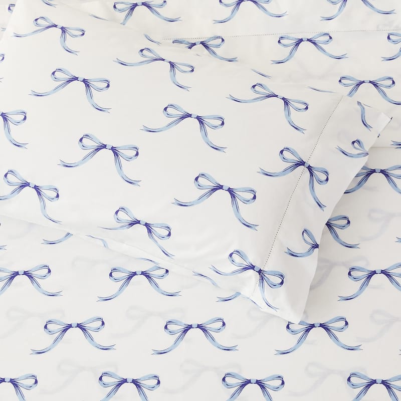 Gentle Ribbons Cotton Sheet Set Blue