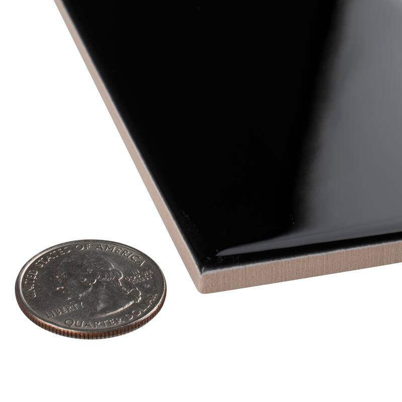 Merola Tile Crown Heights Glossy Black 3" x 6" Ceramic Wall Tile