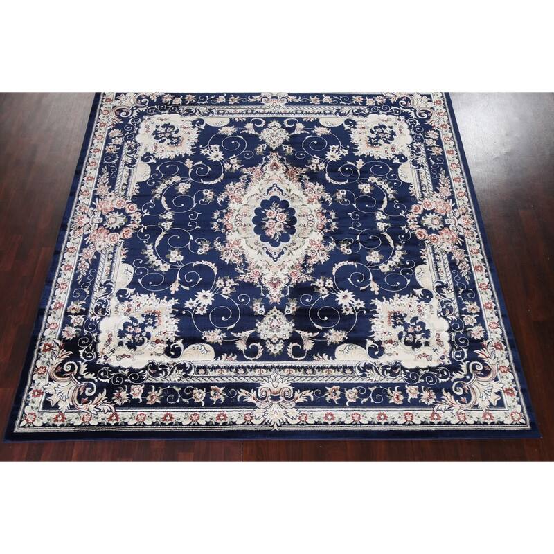 Blue Floral Medallion Transitional Turkish Rug Oriental Carpet