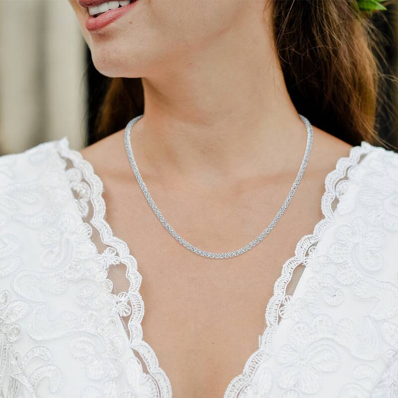 Marquee 20 Carat TW Straight Line Lab Grown Diamond Necklace in 14K White Gold
