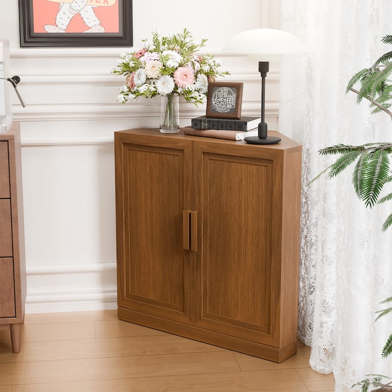 31"H Corner Sideboard Cabinet Free-Standing Corner Storage Organizer