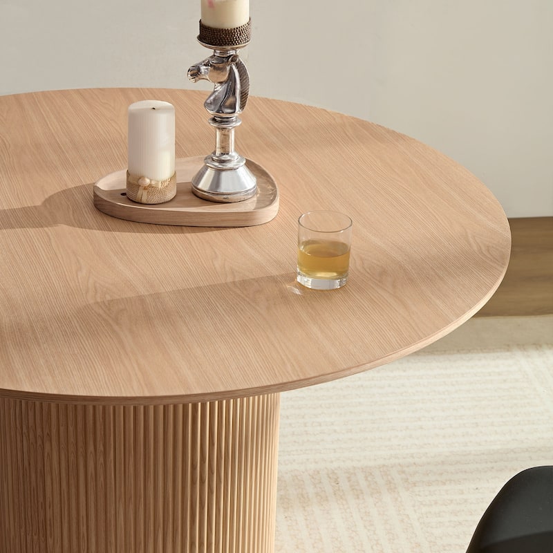 47,24 inch MDF Dining Table for Dining Room Round Dinner Tables Mid-Century Modern Table OAK