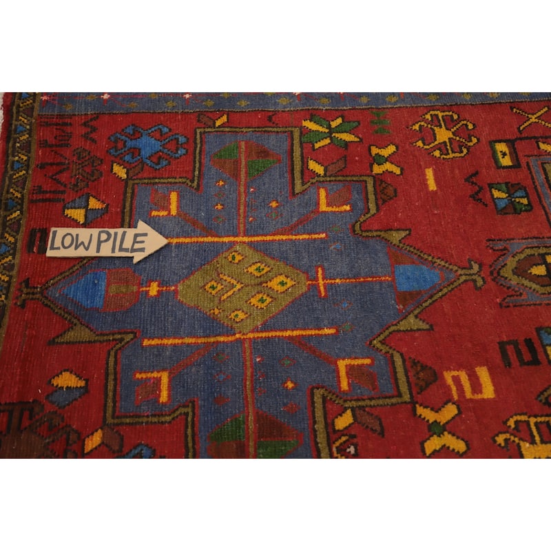 Hand Knotted Oriental 100% Wool Carpet Traditional Tribal Red Ardebil Runner Rug - 9' 0'' X 3' 7''