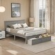 preview thumbnail 1 of 14, Full Size Platform Bed with Under-bed Drawers and Extra Legs for Stability, White Grey