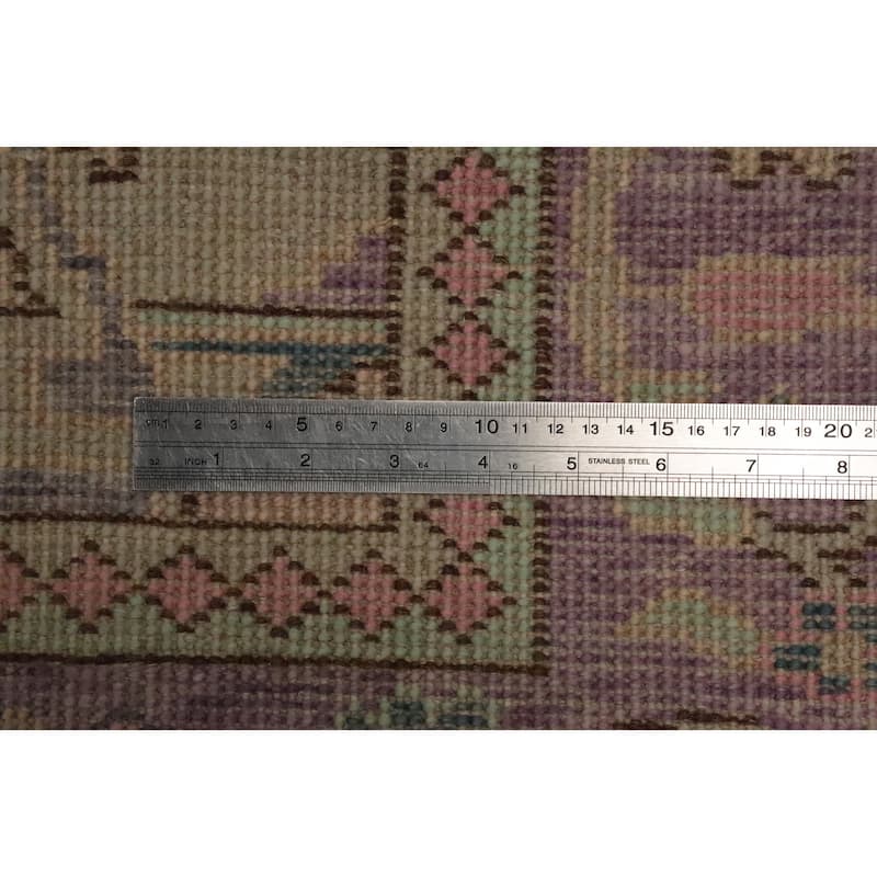 Hand Knotted Oriental 100% Wool Carpet Transitional Medallion Purples Oushak Area Rug - 6' 7'' X 4' 3''