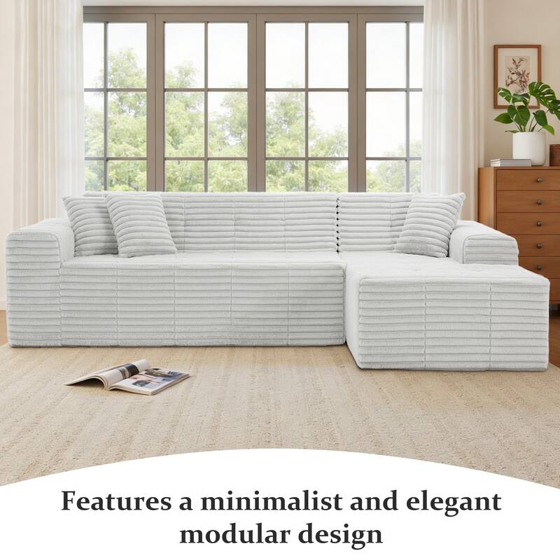 Scandinavian Corduroy Full-Foam Modular Sectional Sofa Set