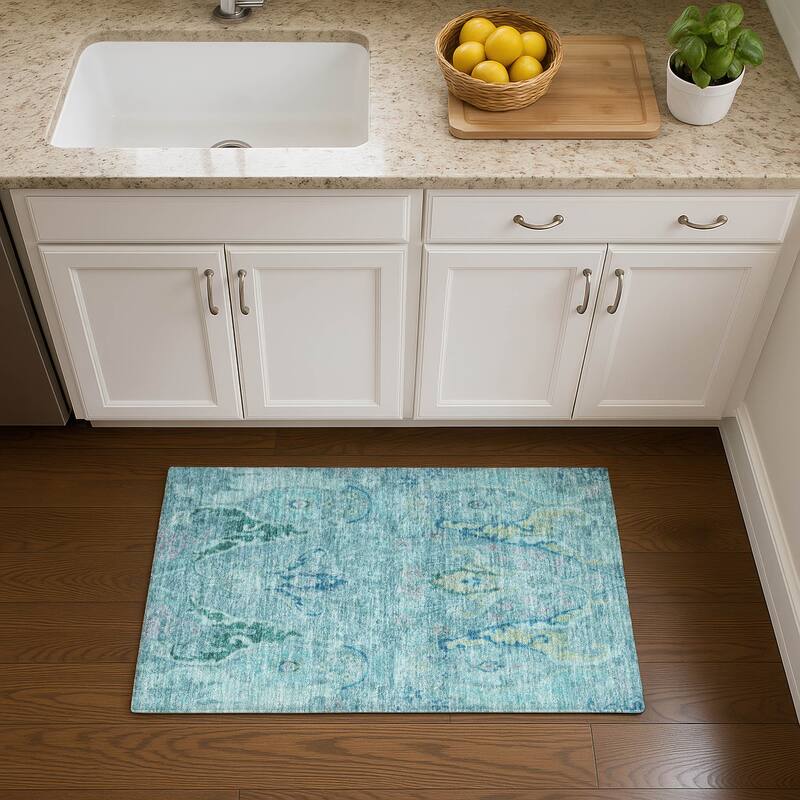 Premium Washable Super Soft Boho Chic Mayfield Rug - Blue - 1'8" x 2'6"