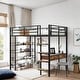 preview thumbnail 2 of 12, Contemporary Design Full Size Metal Loft bed with Desk and Shelves, 3 in 1 Design, Ample Storage Space, Black