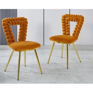 Modern chair(set of 2 ) with iron tube legs, soft cushions and comfortable backrest, hairball back