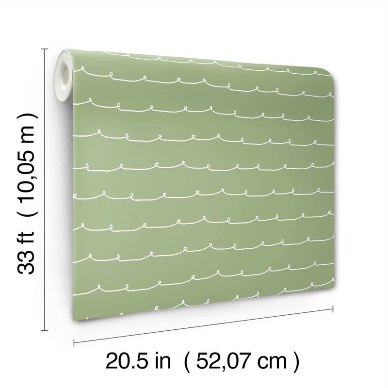 Advantage Wiggle Line Green Stripe Wallpaper