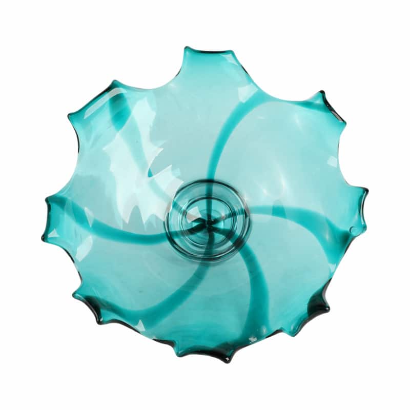 Artistic Abstract Glass Decorative Bowl - 14", Blue & Green - 14.0"
