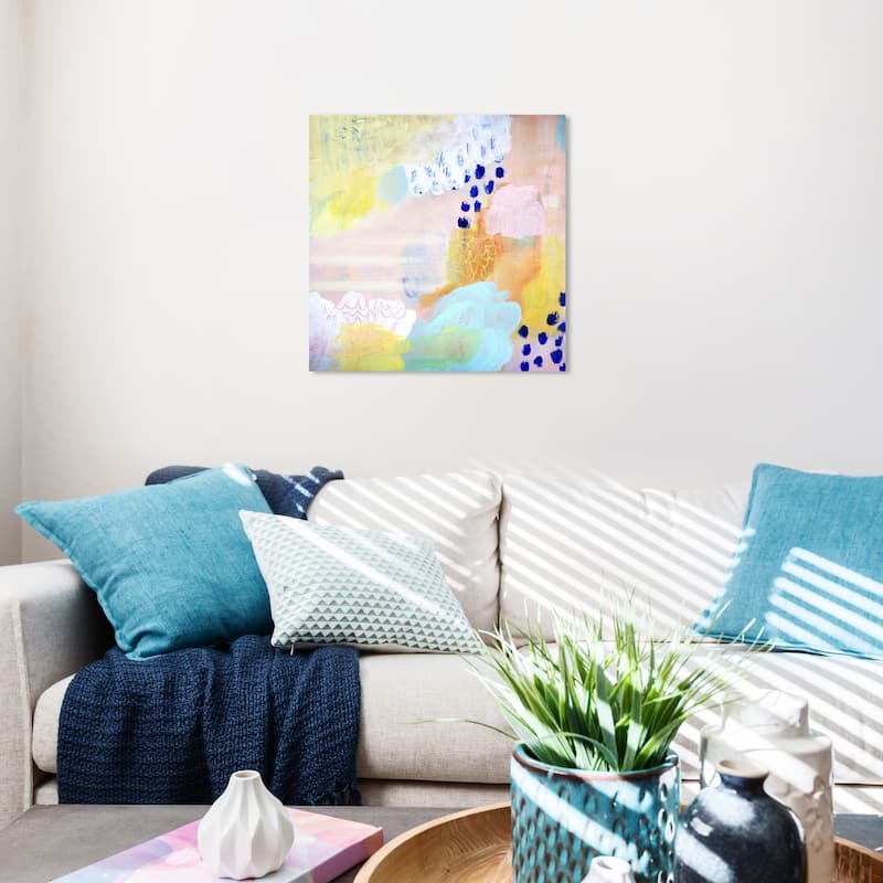 Wynwood Studio Canvas Abstract Lake and Flowers Pink and Modern & Contemporary Wall Art Canvas Print - 20 x 20