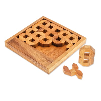 Novica Handmade Mysterious Digit Wood Puzzle