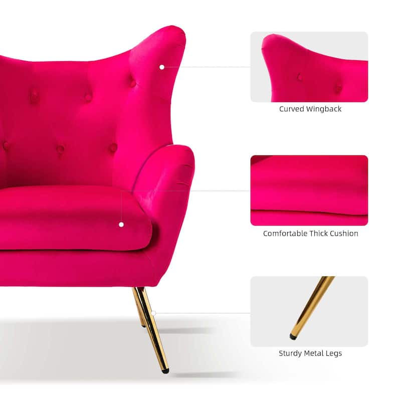 Eusebio Modern Velvet Accent Chair with Tufted Wingback for Living Room Set of 2 by HULALA HOME