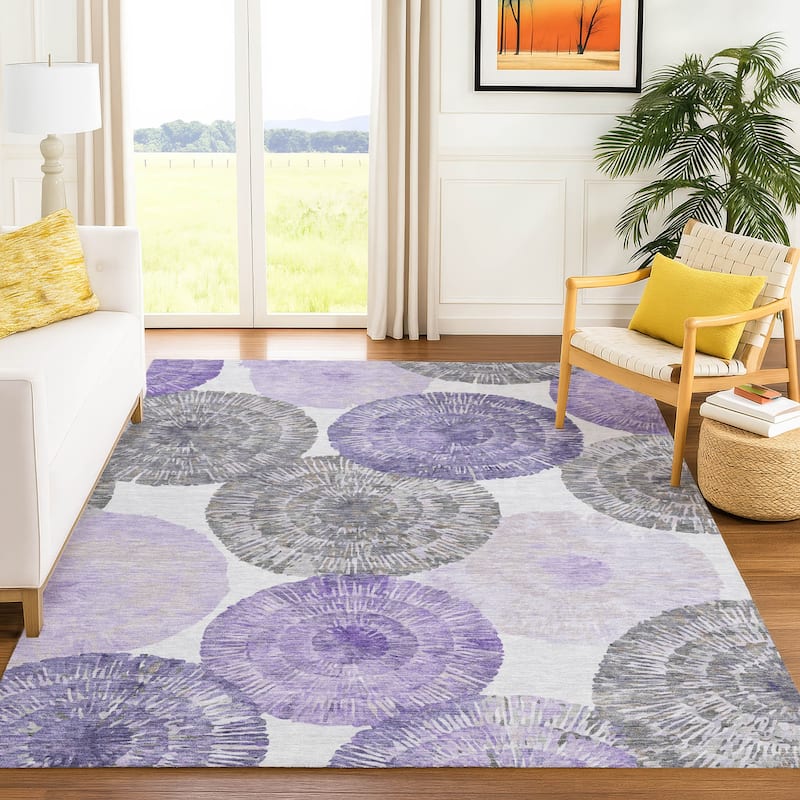 Machine Washable Indoor/ Outdoor Contemporary Devaughn Chantille Rug