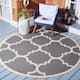 SAFAVIEH Courtyard Maryanne Indoor/ Outdoor Waterproof Patio Backyard Rug - 6'7" x 6'7" Round - Grey/Beige