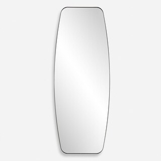 Curved Strap Style Dressing Wall Mirror 71.75" Satin Black Finish