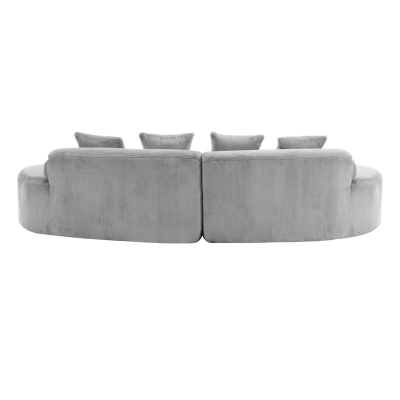 Modern And Simple Curved Flannelette Sofa.Creative Multi-Seater,With A Combination Of Pillows