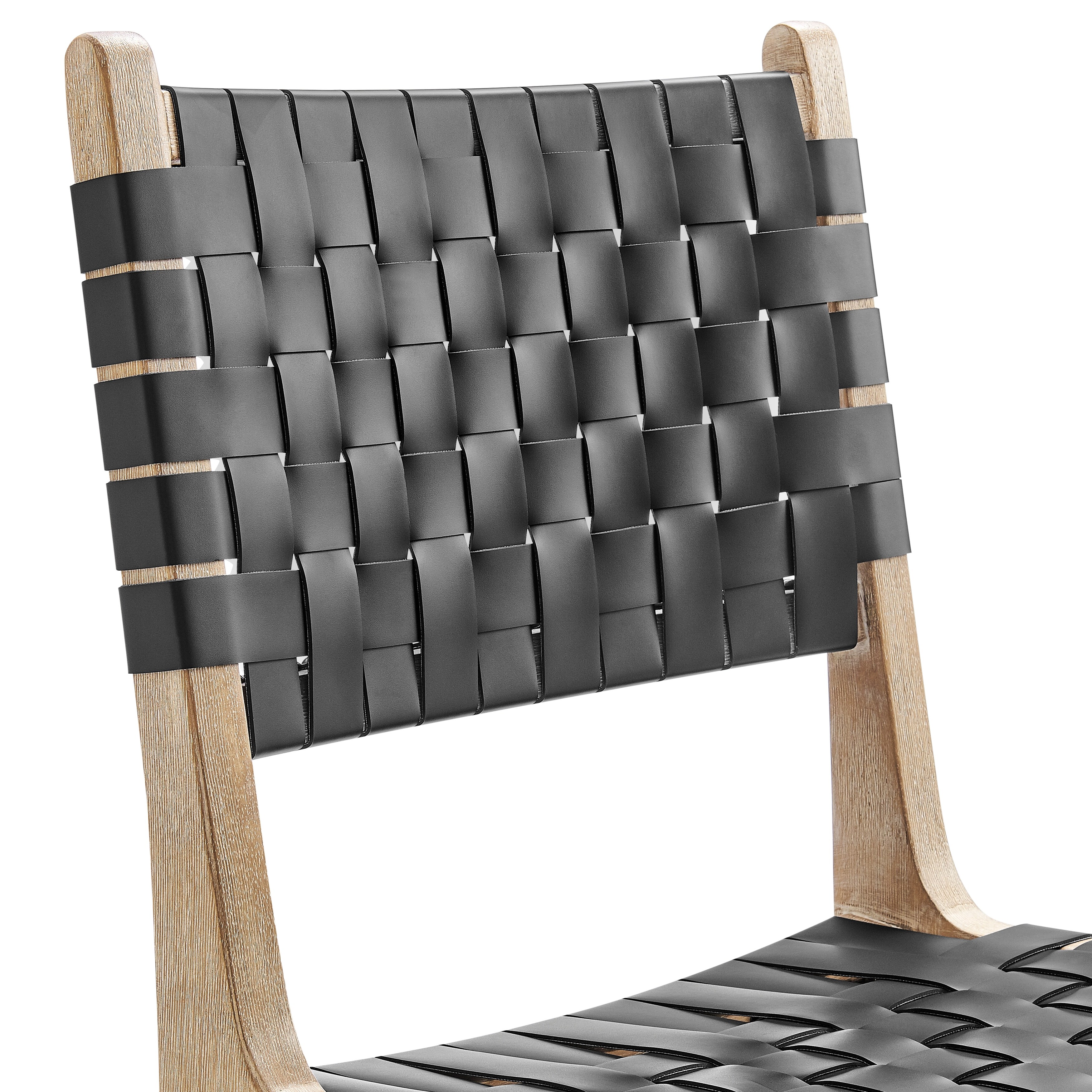 NPD Furniture Marco Faux Leather Dining Side Chair Drift Wood Frame (Set of 2)