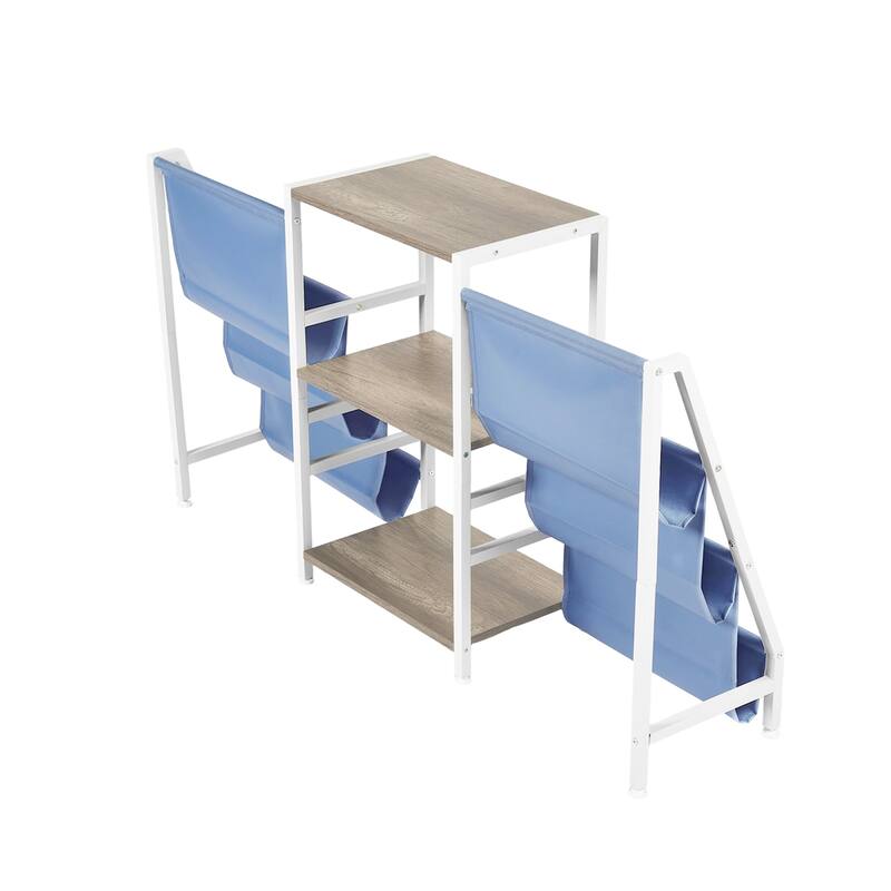 Homy Casa Kids Book Display Shelf with 3 Tiers & Fabric Pockets